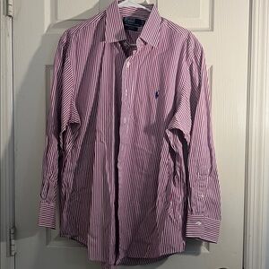 Ralph Lauren Burgundy and White Striped Shirt